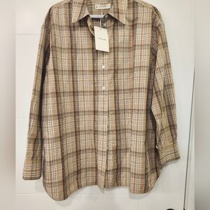 NWT Everlane polo plaid top Ptp 23